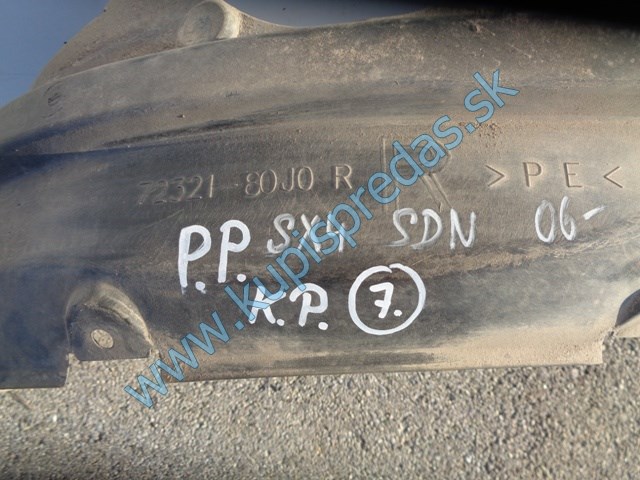 pravý predný podblatník na suzuki sx4, 72321-80J0R